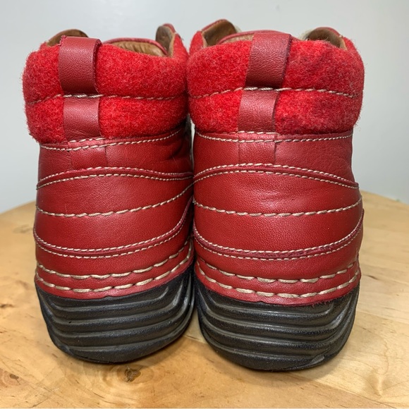 Josef Seibel Red Leather Ankle Booties Sz 39/8 Lace up Moccasins Chukka Boots - Picture 14 of 16